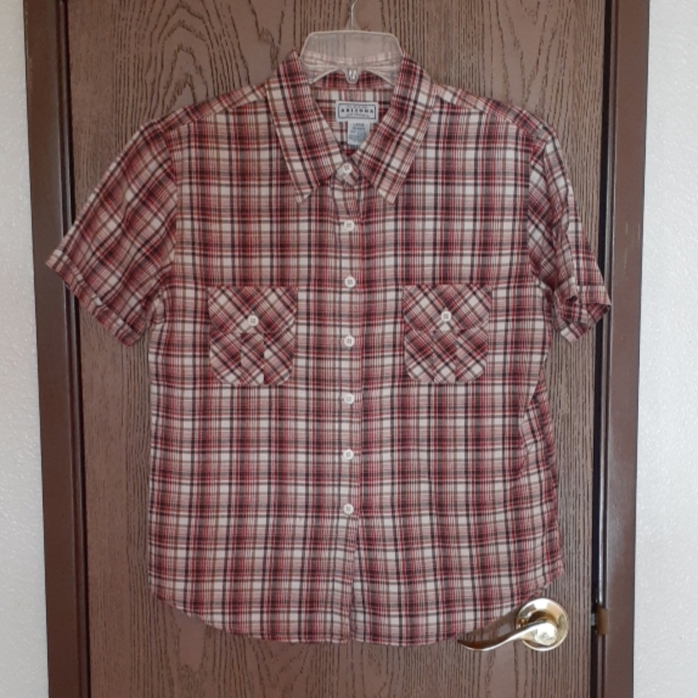 Juniors button up short sleeve